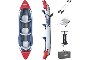 Bestway Hydro-Force 3 Person Inflatable Kayak Set with Aluminium Oars and Hand Pump, 3 Man Kayak
