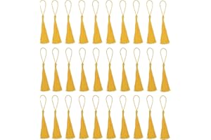 AMDONALO Handmade Silky Tassels for Bookmarks - 30 PCS Mini Tassels for Resin DIY Craft Supplies and Home Decor (Goldyellow)