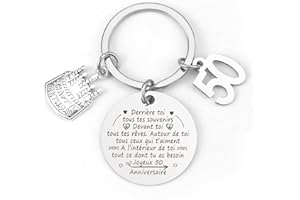 ZKIUOA Cadeau Homme 50 Ans Porte Clef Anniversaire Cadeau Femme 50 Ans Cadeau Anniversaire Femme Cadeau Anniversaire Homme Cadeau Homme Original Cadeau Anniversaire Maman Papa Tata Tonton Marraine Parrain