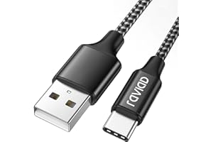 RAVIAD Kabel USB C 1 m, kabel do szybkiego ładowania typu C, nylonowy kabel do ładowania USB C do Galaxy A12/A52s/S10, Huawei P40/P30, Google Pixel, POCO X3 PRO, OnePlus Nord 2 - czarny
