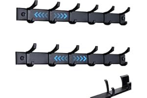 K KAREZOG Garderobenleiste,Hakenleiste, Kleiderhaken wand 2 Stück Schwerlast,Jackenhalter wand,Hakenleiste garderobe für Schlafzimmer,Küche, Garderobenhaken für Kleidung, Jacken Halter (Schwarz matt, 6 Haken)