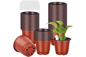 FORMIZON 100 Stück Anzuchttöpfe, 10cm Pflanzentopf Anzucht mit 10 Steckettiketten, Kleine Blumentöpfe Runde für Innen und Draußen, Aussaattöpfe