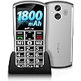 artfone A400 4G Big Button Mobile Phone for Elderly丨USB-C, Charging Dock丨1800mAh Battery丨Easy to Use丨2MP Camera丨2.4‘’ Display丨SIM Free Unlocked Senior Mobile Phone丨SOS Button丨Dual-Nano SIM - Silver