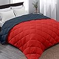 AYKA Reversible Comforter 220 GSM Microfiber Reversible AC Comforter/Blanket for Winter/Quilt/Duvets for King Size Single Bed Comforter (60 * 90, Red & Charcoal)| TC - 220