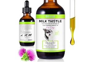 ZOXPM Milk Thistle for Dogs, 60ML Kidney and Liver Supplements for Dog, Natural Dog Silymarin Antioxidant With Curcumin & Omega-3 Salmon Oil