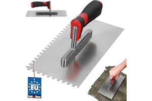 KOTARBAU® Llana Dentada con Hoja de Acero Inoxidable, 6x6 mm, 270 mm, Paleta de alisado con Mango de Goma, Peine de Diente para colocación de baldosas, Espátula de Dientes, Alisadora para Azulejos