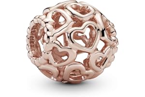 PANDORA Charm All Over Herzen 14 Karat rosévergoldete Metalllegierung Moments Collection