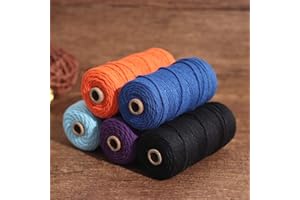 Binwat Macrame Cord Thick Natual Cotton Cord Yarn Macrame Rope Cord Cotton Rope for Wall Hangings, Plant Hangers, DIY Crafts, Home Decorations, Gift Wrapping 3mm x 100m (5 Color B)