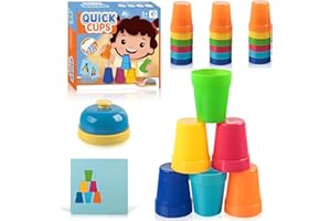 BGNXHYB Quick Stacking Cups Set, Becher Stapeln Training Stapelbecher Speed Party Spielzeug, Mit 18 Speed Cups, 54 Karten und 1 Klingel anrufen, für Kinder Stapelbecherspiel