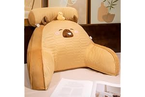 LANPEW poduszka do czytania, poduszka na plecy z podłokietnikami, poduszka do czytania, do łóżka, na krzesło, oparcie, poduszka pod plecy, prezent do czytania, pracy i zabawy (tkanina lateksowa żółta,