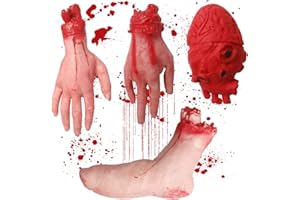 BEBESTER Halloween Decorations Terror Severed Hand Leg Heart Props Set，Human Body Parts Scary Realistic Simulation Halloween Prop Halloween Severed Body Horrible Prop for Haunted House