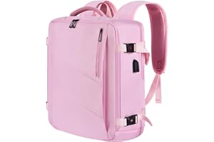 Leyrica Zaino da Viaggio 40x20x25 cm per Ryanair/Wizzair – Bagaglio a Mano Unisex, Zaino per Laptop 15", Borsa da Cabina Impermeabile, Daypack Casual, Zainetto da Lavoro (Rosa)