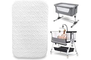 Royale Linens Next 2 Me Bedside Crib Mattress, Super Soft & Extra Thick 5cm Deep Foam Mattress, Breathable Quilted White Polyester Cover, Standard Crib Size (83 x 50 x 5cm), Firm