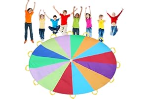 Gupcaqosjw Schwungtuch Kinder | 2/3 M Bunter Fallschirm | Regenbogen Schwungtuch Groß | Spielfallschirm Mit Griffen, Für Schule Familie Outdoor Pädagogisches Sportspiele Kooperative