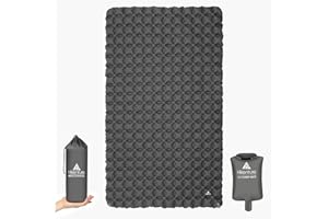 HIKENTURE Materassino da campeggio per 2 persone [doppio/ultraleggero] – gonfiabile doppio materasso ad aria, piccolo ingombro con sacco a pompa, tappetino extra large 115 cm, per escursioni (Gray)