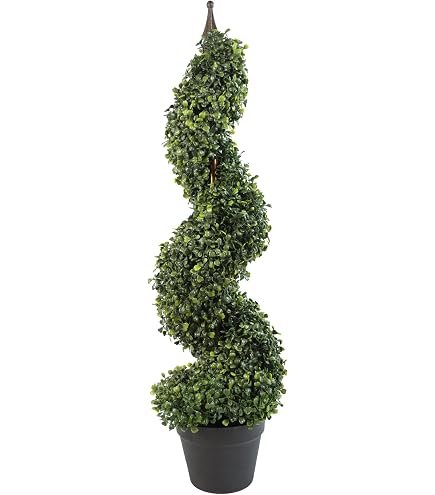 Arbre Topiaire Artificiel Cèdre Spirale - 120 Cm - Feuillage Dense - Pot Lesté - Déco Jardin - 4