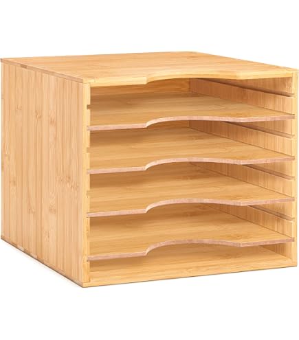 Desk Storage Organiser 5 Tier Bamboo Office Document File Organizer ...