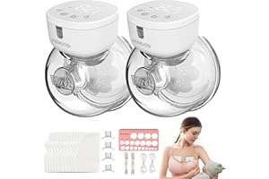 FEIMUOSI Wearable Breast Pump Hands Free, Double Electric Breast Pumps 3 Modes 9 Levels Leak-Proof Massage Function Rechargeable Wireless Low Noise Painless Portable Breastfeeding Pump Pair 19/21/24mm Flange