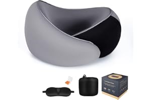 AYHOME Travel Pillow, Premium Memory Foam Neck Pillow for Travel, Travel Neck Pillow for Airplane with Eyemask and Earplugs, Portable Flight Pillow Neck Support Pillow for Airplane, Car, Train, Office