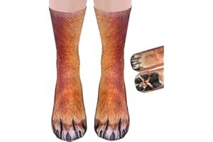 Gruvox Funny Animal Paw Socks - Dog and Happy Feet Novelty Halloween Print for Women Men - Creative Fun Cute Design