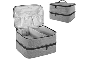 BOHEMIABY Nagellack Organizer Tasche, Doppelschicht Nagellack Aufbewahrung Box, Organizer Koffer für Nageldesign Kosmetiktasche für 30 Flaschen Neonail Base(15ml-0.5 FL.Oz) & 1 Nagellampe(Grau)