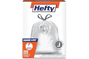 Hefty Lot de 100 sacs poubelles fabriqués pour s'adapter aux sacs poubelle simplehuman de taille J (39 litres), 5 sachets de 20 sacs chacune