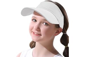 UTOWO Kids Sun Visors Adjustable Cap - Unisex for Children Athletic Sports Hats UV Protection fit for 5 to 12 Years Old 52-56cm, White, 5-12 Years