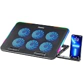 Classone Gaming M60 Laptop Soğutucu, 2500 RPM,10 RGB ışık kontrol&uuml;, 15.6-17 inch, Hız kontrol&uuml;, 6 B&uuml;y&uuml;k fan,Telefon standı, 2