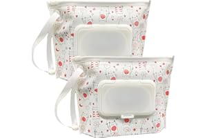 ALKAIDCHAO Lot de 2 pochettes portables de petite taille (17,8 x 13,7 cm), réutilisables et rechargeables, respectueux de l'environnement, pratiques pour les couches de voyage (cœur et chat)