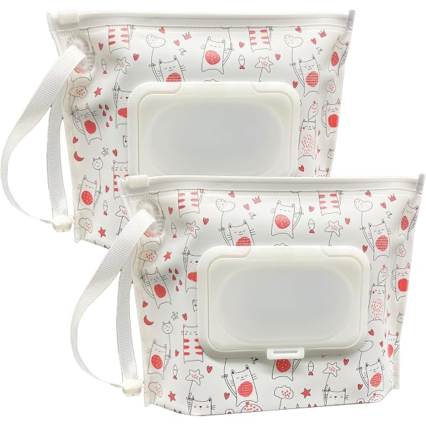 Pochette Lingettes Humides Réutilisable 17.8x13.7cm - Portable, Rechargeable - Fleur