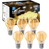 Aigostar - E27 Edison LED Bulb, 6W Equivalent to 48W, Warm White 2200K, 600 Lumens, Decorative Vintage LED Filament Bulb, A60
