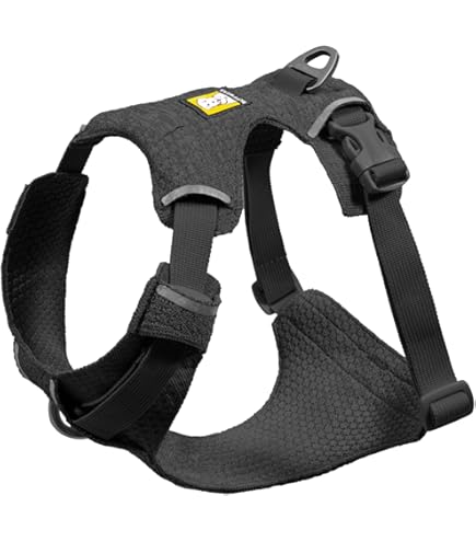 RUFFWEAR Hi & Light hondenharnas, anti-trek harnas voor honden, klein, medium groot en XL. Volledig verstelbare lichtgewicht harnassen met aluminium riem bevestiging portaal en ID-tas, korstmos groen