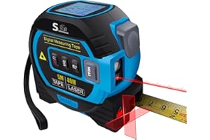 SUNHAIXIA Fitdays Mètre Laser 3-en-1 avec Ligne Croisée | 40m Laser + 5m Ruban AutoBloc | Grand Écran LCD (m/ft/in) & Calculs Surface/Volume | Bricolage, BTP, Professionnels