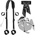 BDSM Sex Bondage Fesseln Bondageset Fessel Set mit Handschellen Fußfesseln Verstellbar Oberschenkel Bandage Seile und Knebel 