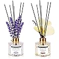 Soul & Scents Lavender and Vanilla Reed Diffuser Set|Free 6 Fiber Reed Sticks with Each|Toxin Free & Stress Relief|Long Lasting|Room Freshener for Home, Bedroom|Combo Pack of 2-120ml Each