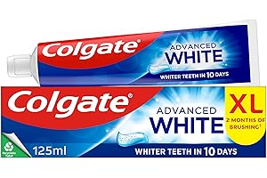 Colgate Advanced White Toothpaste 125ml - Teeth whitening Toothpaste - clinically Proven whitening - whitens in 10 Days - with Active Micro-Cleansing Crystals - New Stain Prevention - Enamel Safe