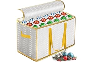 Vautvis Weihnachtskugeln Box, Aufbewahrungsbox Weihnachtskugeln für 72 Kugeln, Weihnachtskugeln Organizer, Aufbewahrungsbox für Christbaumkugeln Christbaumkugeln Aufbewahrung Box - Gold