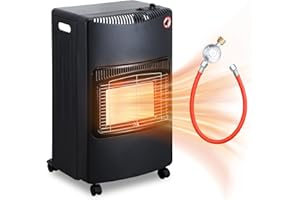 Yakimz Chauffage à gaz 4,2 kW - Pliable - Consommation de gaz : 305 g/h - Volume de chauffage : 80 m³ - ODS - Protection anti-basculement - Allumeur piézoélectrique - Avec régulateur de pression et