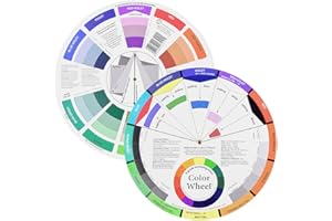 REQAG Lot de 2 roues cercle chromatique Color Wheel roue de poche roue de mélange de couleur guide d'apprentissage de mélange de peinture disque chromatique design et maquillage