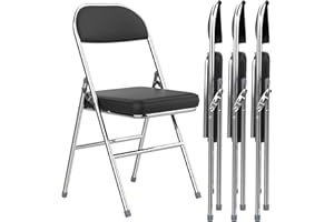 PIPIPOXER Set di 4 sedie pieghevoli in PU, sedia da ufficio pieghevole salvaspazio per la casa in ufficio, sedia per ospiti imbottita potente, colore: nero