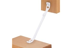 TV und Möbel Kippsicherung/Kindersicherung von Bébé Earth | Sicherungsgurt für Baby und Kinder | Kippschutz für Fernseher, Flachbildfernseher, Schränke | Türstopper gratis dazu | Weiß