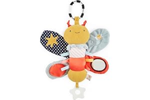 Just bee kids Dragonfly Activity Pram Toy | Teething Ring | Rattle | Calming Textured Tags | Baby Safe Mirrors | Baby Toys, Lamaze Toys For Babies, Pram Toys