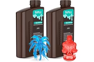 SUNLU Wasser Waschbares 3D Drucker Resin,405nm UV Schnell Härtend 3D Harz,für 2K 4K 8K LCD DLP SLA Resin 3D Drucker, Kein Alkohol Erforderlich, Hohe Präzision 3D Harz,2000g Klar Blau+klar Rot