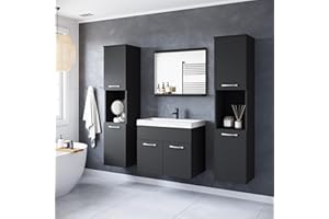 PIASKI Conjunto de Muebles de baño Montreal XL, Juego de Muebles de baño, Lavabo Incluido, Distintos Colores (Negro Mate)