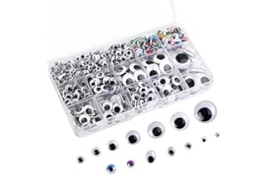 FEPITO 1150 Stück Wackelaugen Selbstklebend Wiggle Augen Kulleraugen Selbstklebend für DIY-Handwerk Projekte Verschiedene Größen