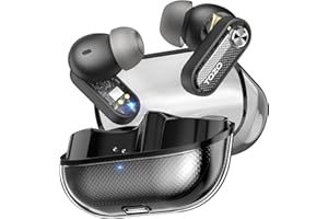 TOZO Crystal Pods Hybrid Active Noise Cancelling Earbuds, 38dB ANC Wireless Earbuds, AI-Enhanced Dual Mics for Clear Calls, Deep Bass, 35H Playtime, IPX5 Waterproof, Bluetooth 5.4, with App Custom EQ