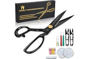 ‎HIYATO HIYATO Stoffschere Schneiderschere 9" (23 cm) Kit mit Geschenkbox - Profi Textilschere Scharf aus Edelstahl – Schere zum Schneiden von Stoff, Kleidung, Textilien, Leder, Jeans, zum Nähen & Ändern…