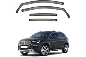 iSpeed Premium Wind Deflectors for SEAT ATECA 5-doors 2016-onwards 4pc Set - Keep Your Car Ventilated in Rain - Reduce Wind Turbulence - Tinted, In-Channel Type