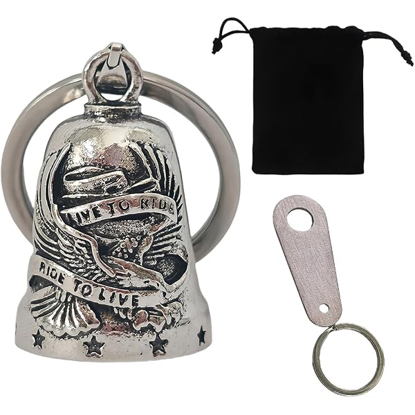 Guardian Bell Pour Moto – Clochette Porte-bonheur En Acier, Forme Aigle, Gravure 'Live To Ride', à Accrocher Sur Le Cadre - 5