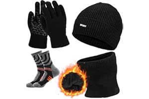 Aicerous® 3 en 1 Invierno Gorro Braga Cuello Guantes Set, Gorro Invierno Bufanda Set, Sombreros Cálido Cuello Pantalla Táctil Guantes, con Forro Polar Suave y Agradable para la Piel